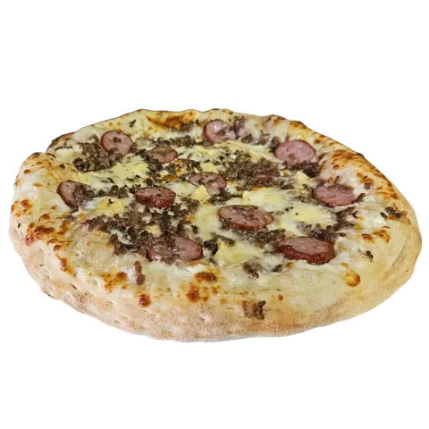 Montagnarde, vue d'en haut : crème, saucisse fumée, bœuf haché, reblochon