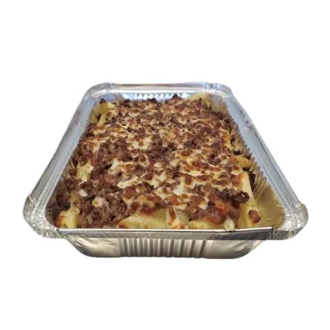 Pastas bolognaise, vue d'en haut : pâtes gratinées, sauce bolognaise